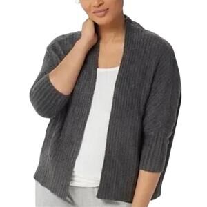 Barefoot Dreams Carbon Gray Cozychic Lite Ribbed Shrug Cardigan S/M